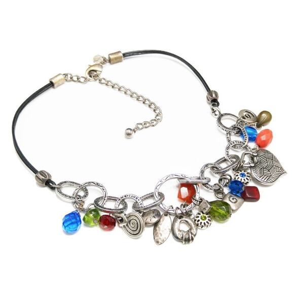 Chico's Inspirational Beads Charms Silver Necklace, Love Inspire Smile, 20 Inch - Picture 2 of 8